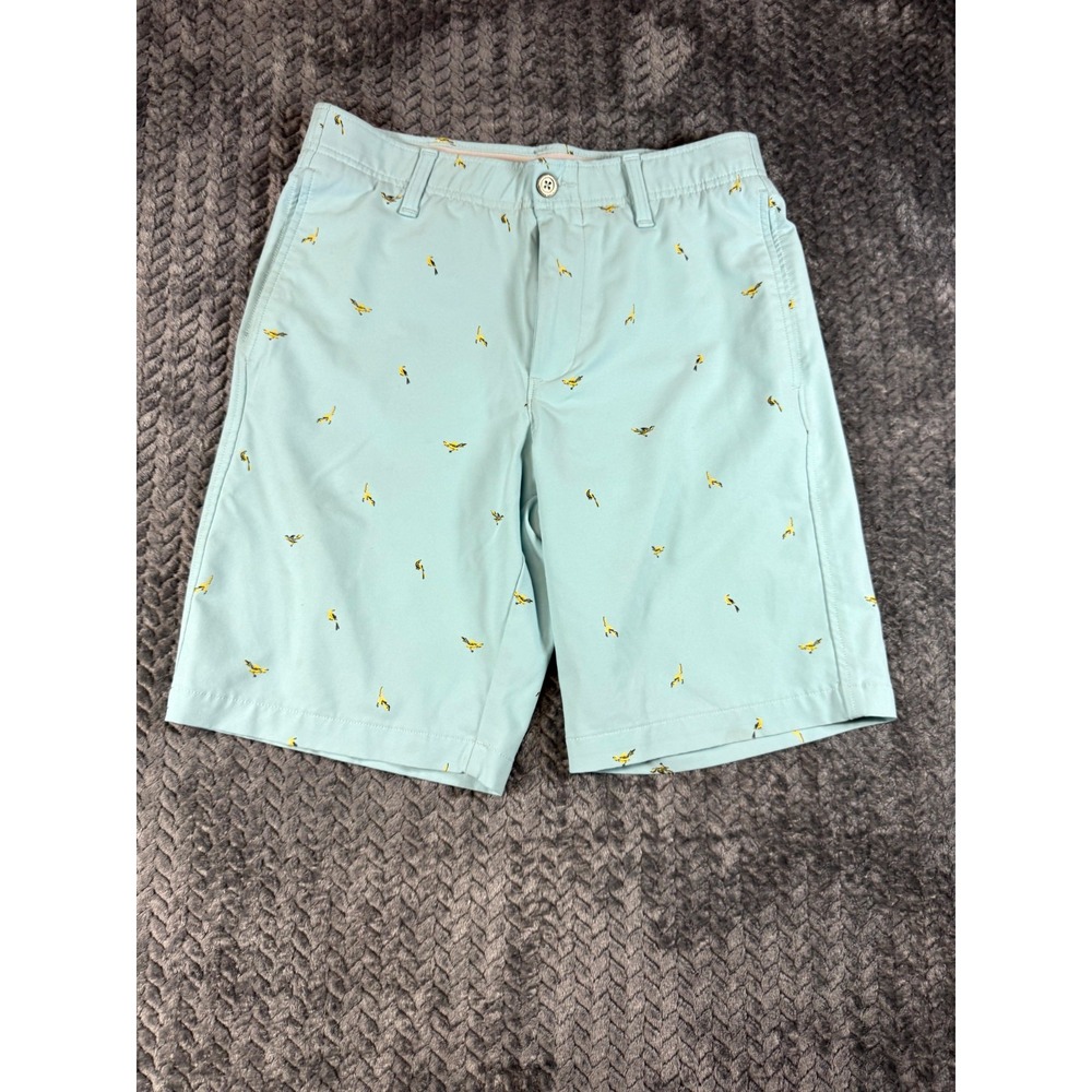 Under Armour Golf Shorts Mens 30 Light Blue Bird Pattern Stretch Summer 9 Inseam